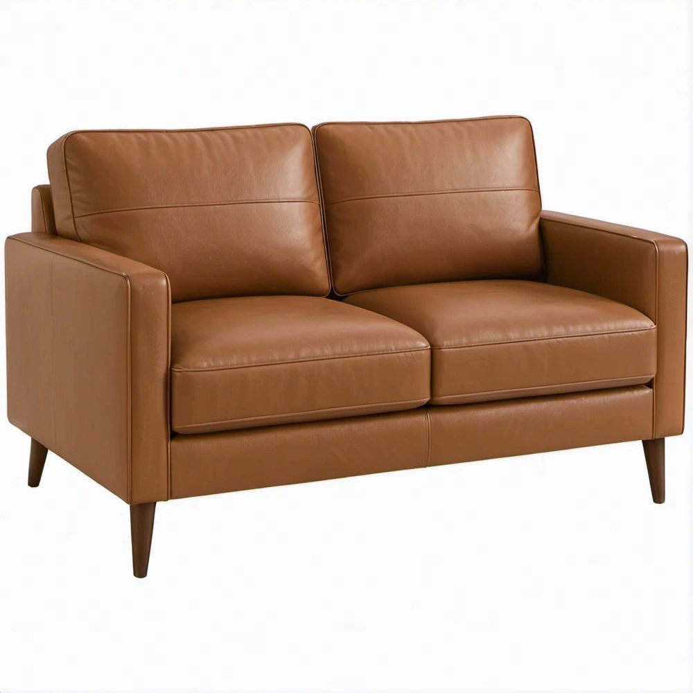 2-Sitzer-Sofa aus PU-Kunstleder in Cognac, 145 x 85 x 88 cm