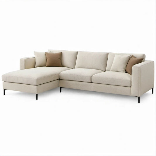 Ecksofa mit linksseitiger Recamiere Beige/Schwarz 250 × 160 × 85 cm