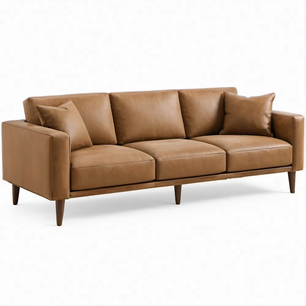 3-Sitzer-Sofa in Cognacbraun aus PU-Kunstleder, 220 x 92 x 85 cm