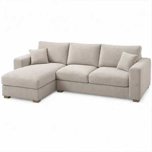 Ecksofa mit linker Recamiere, Beige, 240 x 160 x 85 cm