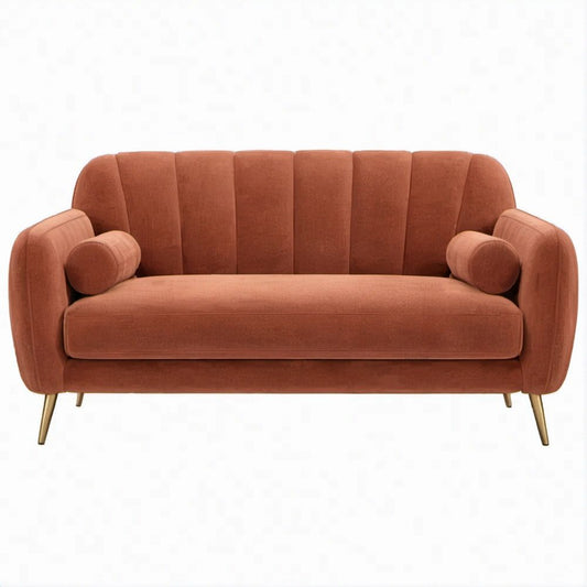 2-Sitzer-Sofa in Terrakotta mit goldfarbenen Beinen, 170 x 84 x 80 cm